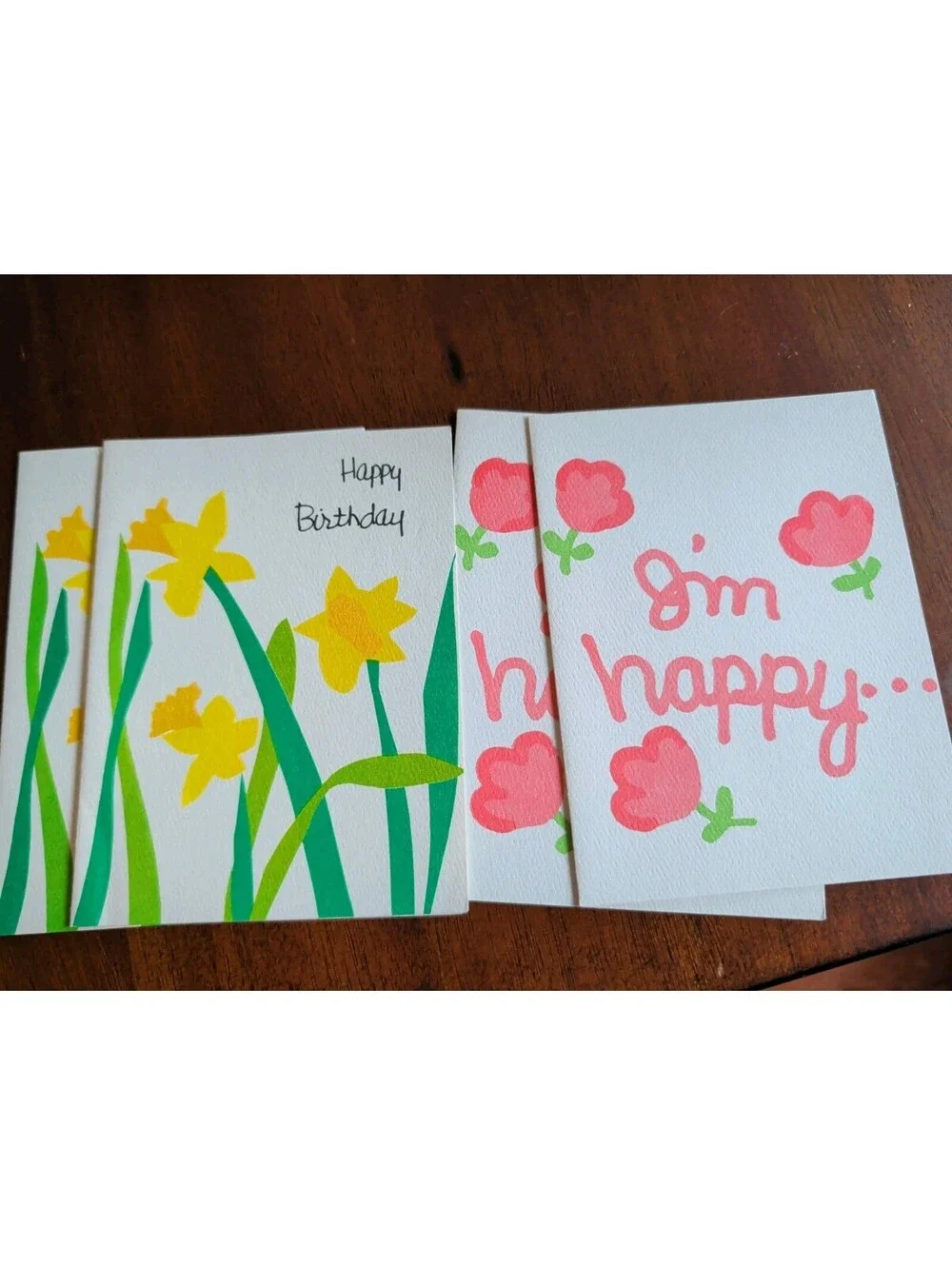 Vintage Flowers Anita Beck Reindeer House lot of 4 cards, no envelopes